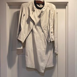 Trina Turk lamb leather dress and jacket